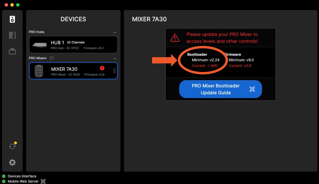 Mixer Bootloader Warning